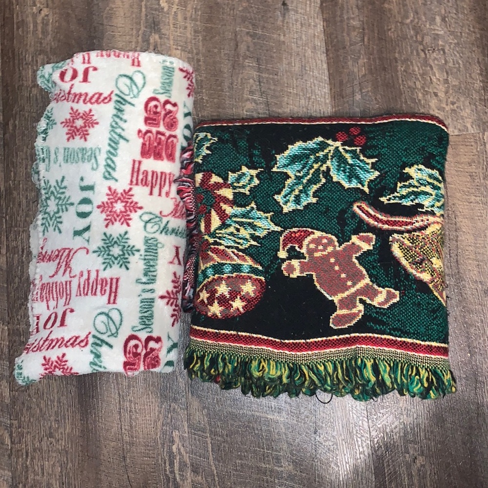 Two Christmas blanket throws